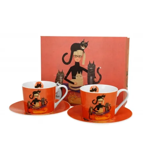 JUEGO 2 TAZAS CON PLATO CINDY AND CATS