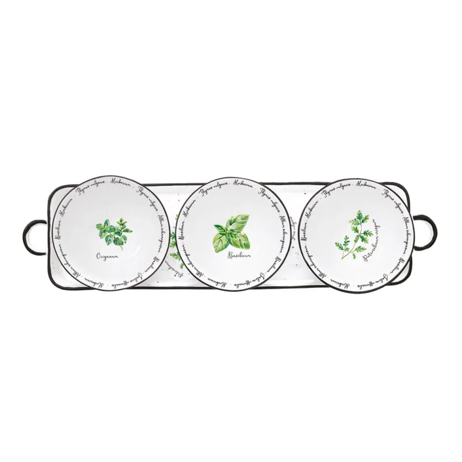 Set aperitivo porcelana 37×10 cm con 3 cuencos Ø 10 cm HERBARIUM «Easy Life» - Imagen 4