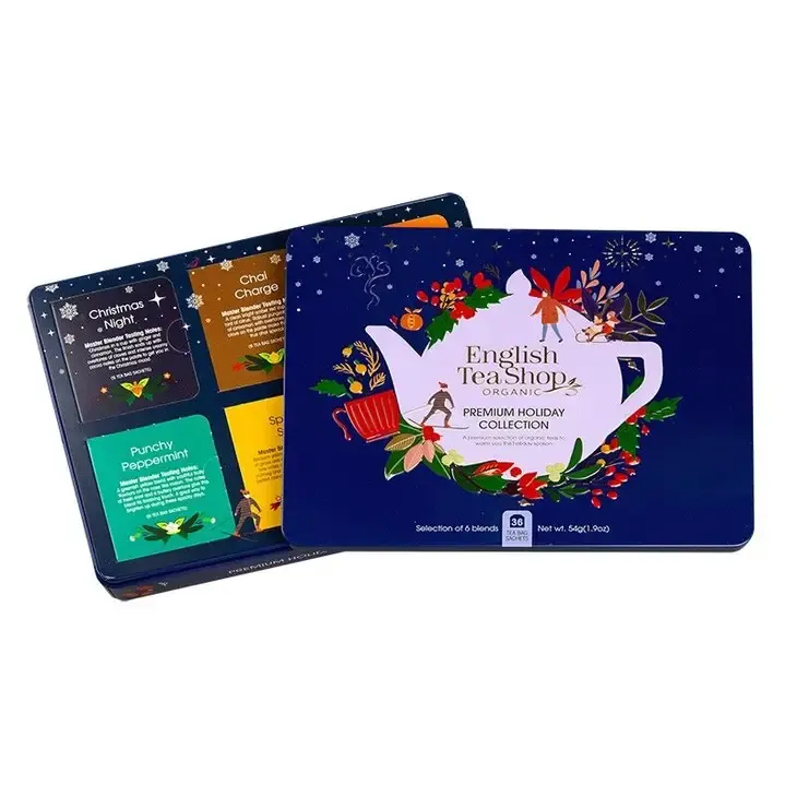 Té de invierno en lata metálica azul, orgánico, 36 bolsitas «ENGLISH TEA SHOP» - Imagen 3
