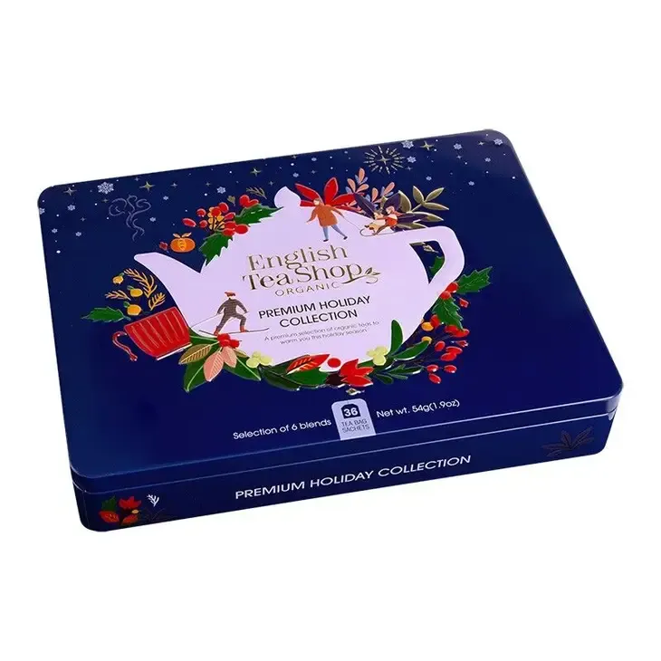 Té de invierno en lata metálica azul, orgánico, 36 bolsitas «ENGLISH TEA SHOP»