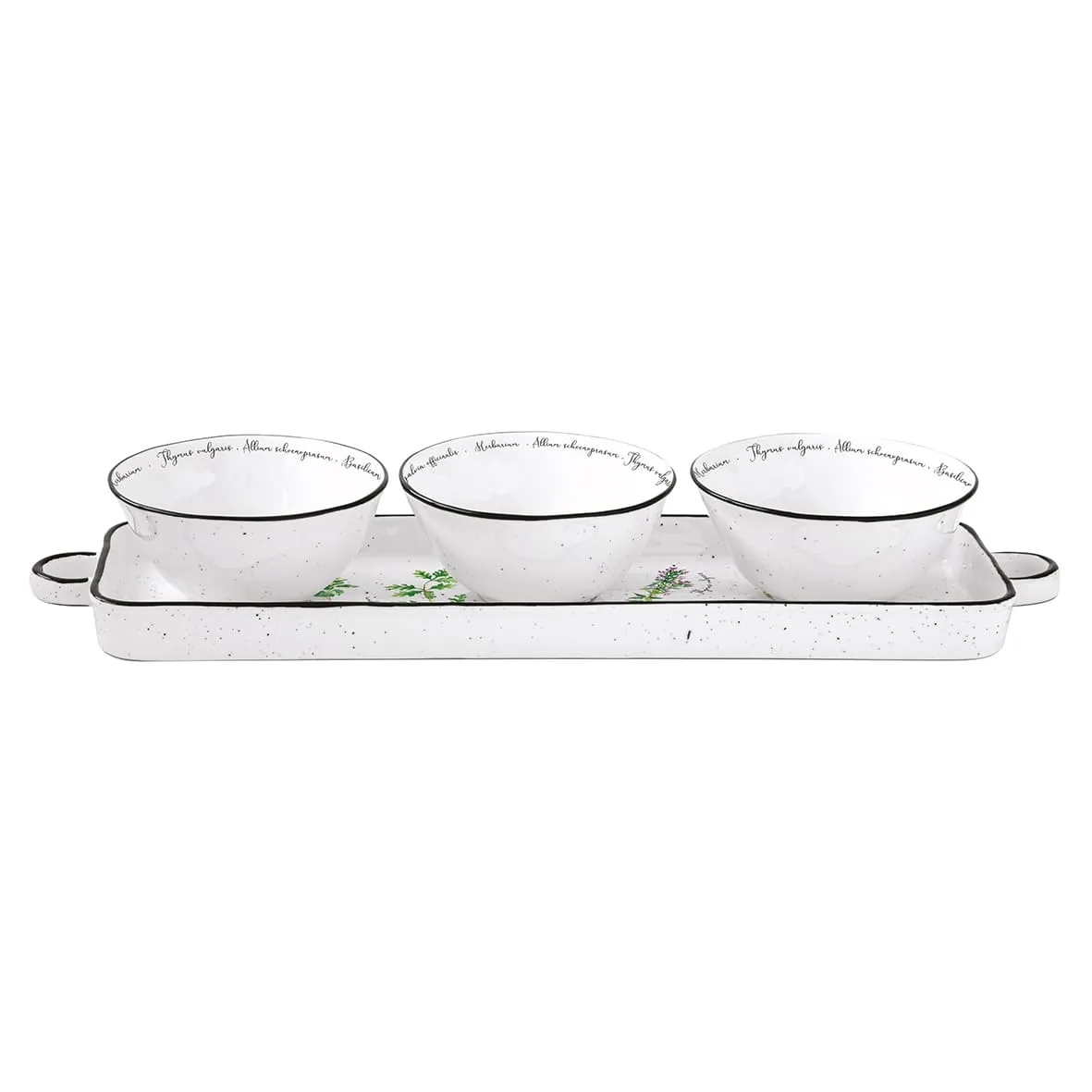 Set aperitivo porcelana 37×10 cm con 3 cuencos Ø 10 cm HERBARIUM «Easy Life» - Imagen 2