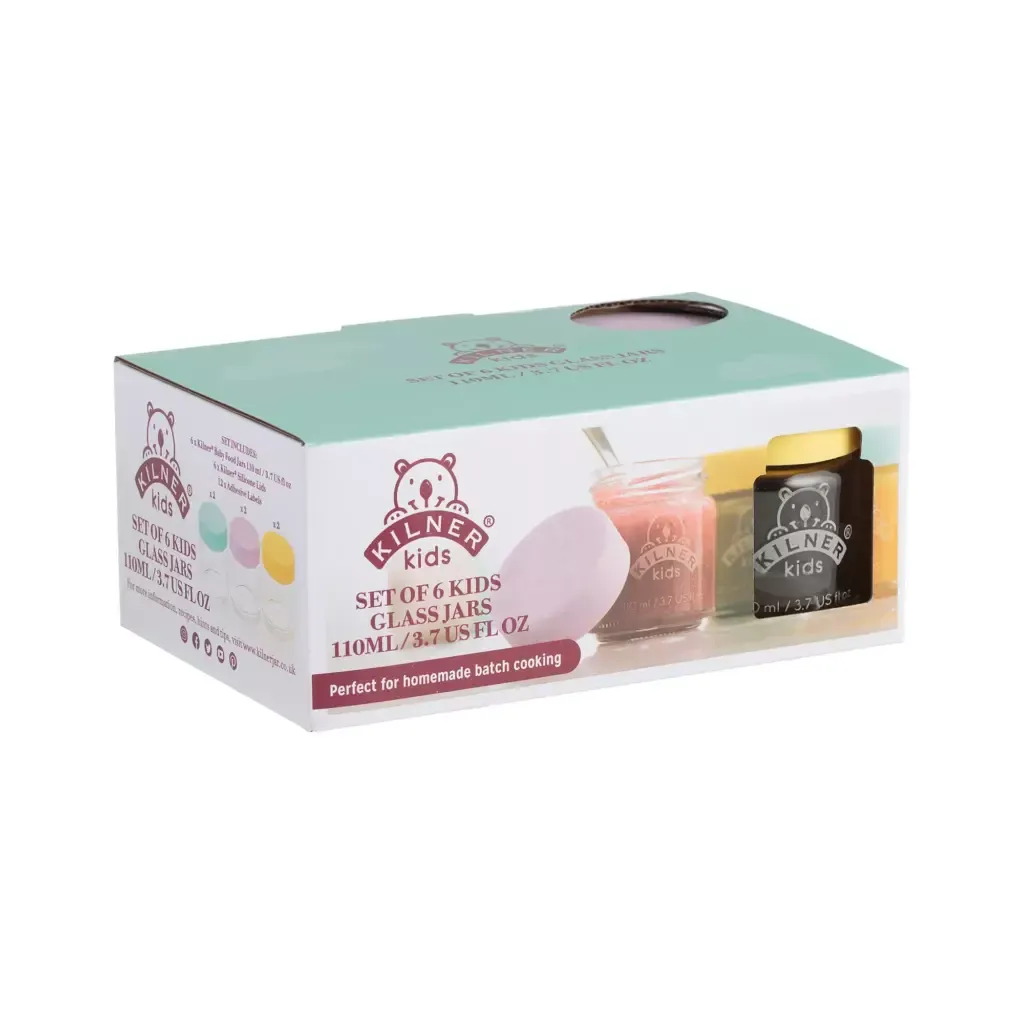 SET 6 TARROS DE VIDRIO PARA POTITOS 110 ML. «KILNER KIDS» - Imagen 3