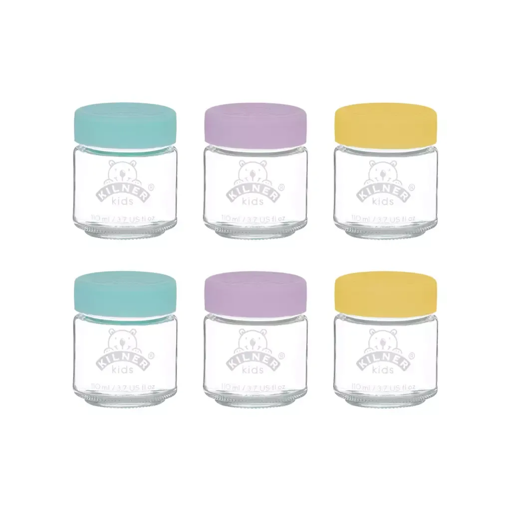 SET 6 TARROS DE VIDRIO PARA POTITOS 110 ML. «KILNER KIDS»