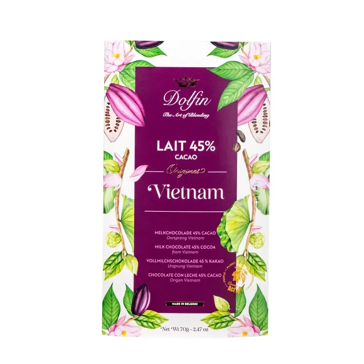 Tableta Colección Origins de 70 g – Vietnam – Vietnam 45% cacao «DOLFIN» - Imagen 3