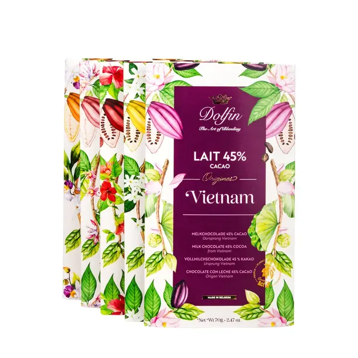 Tableta Colección Origins de 70 g – Vietnam – Vietnam 45% cacao «DOLFIN» - Imagen 4