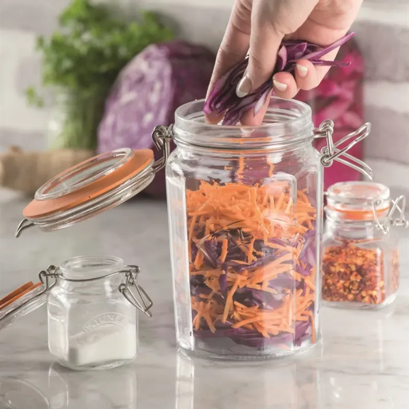 TARRO DE VIDRIO CON CIERRE CLIP TOP FACETADO 0,95 L. «KILNER» - Imagen 3