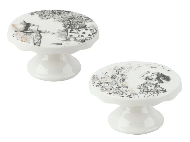 Juego de 2 mini pedestales para tartas de Alicia en el país de las maravillas «Victoria and Albert»
