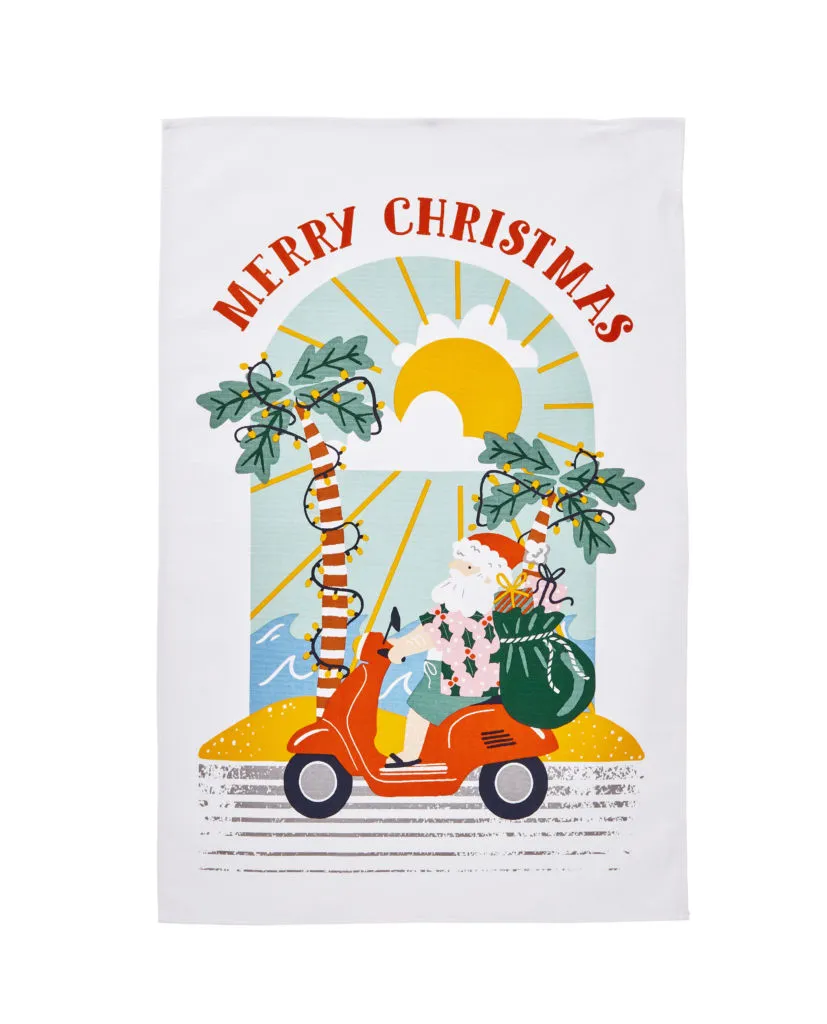 Paño de cocina de algodón reciclado Sunny Santa «Ulster Weavers»