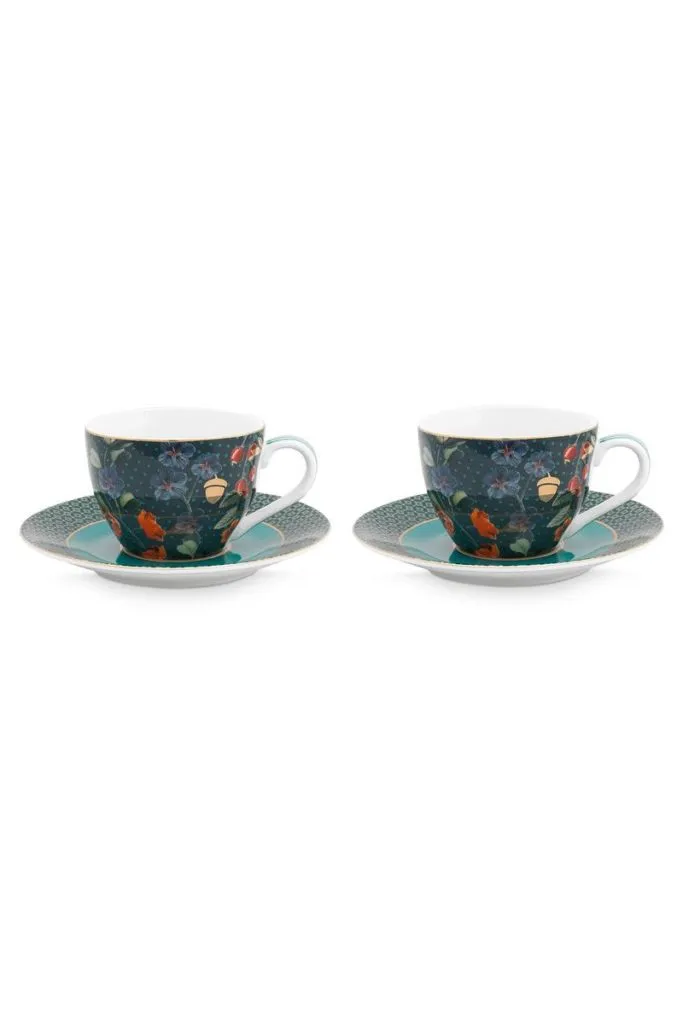 SET 2 ESPRESSO TAZA Y PLATO 120 ML. Winter Wonderland AZUL «PIP STUDIO»