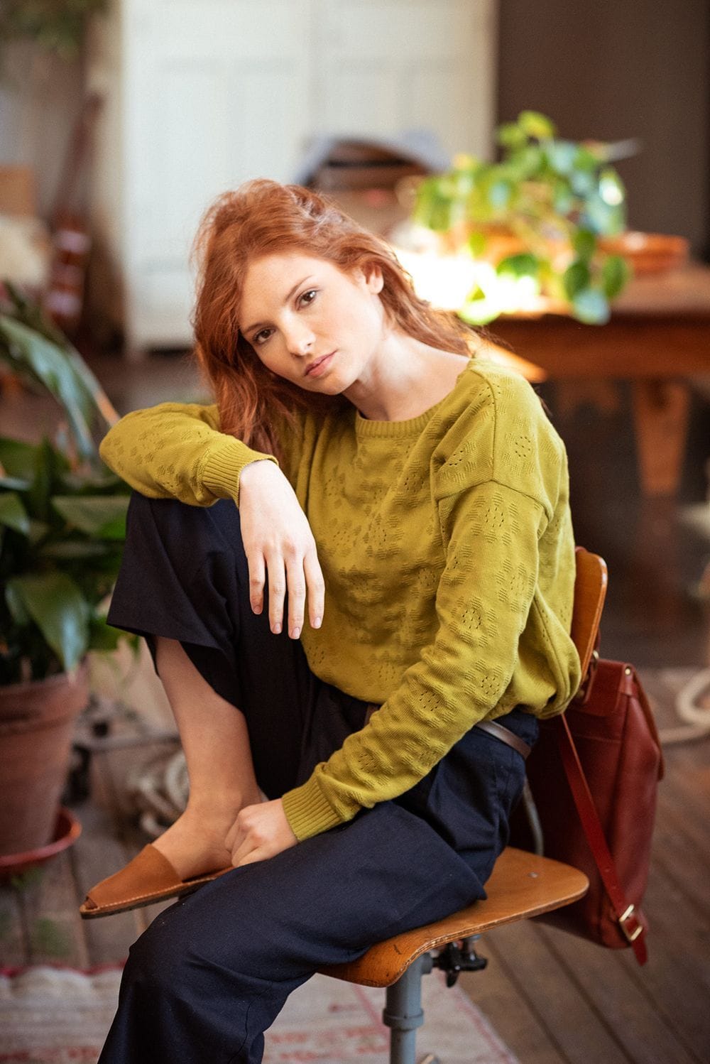 Chaqueta de punto calada color pistacho