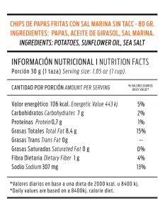 PAPAS FRITAS RUSTICAS CON SAL MARINA 80GR NUESTROS SABORES - Imagen 3