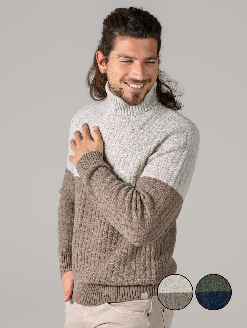 Jersey de lana cuello alto para hombre 100% orgánico
