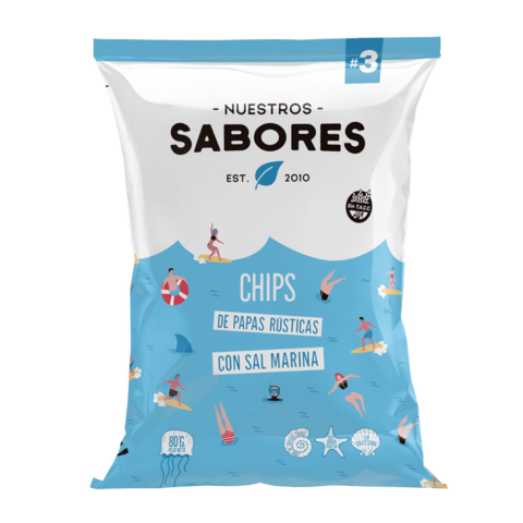 PAPAS FRITAS RUSTICAS CON SAL MARINA 80GR NUESTROS SABORES