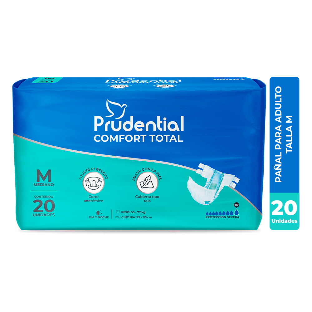 Pañales para Adulto PRUDENTIAL Confort Total Talla M x 20unds