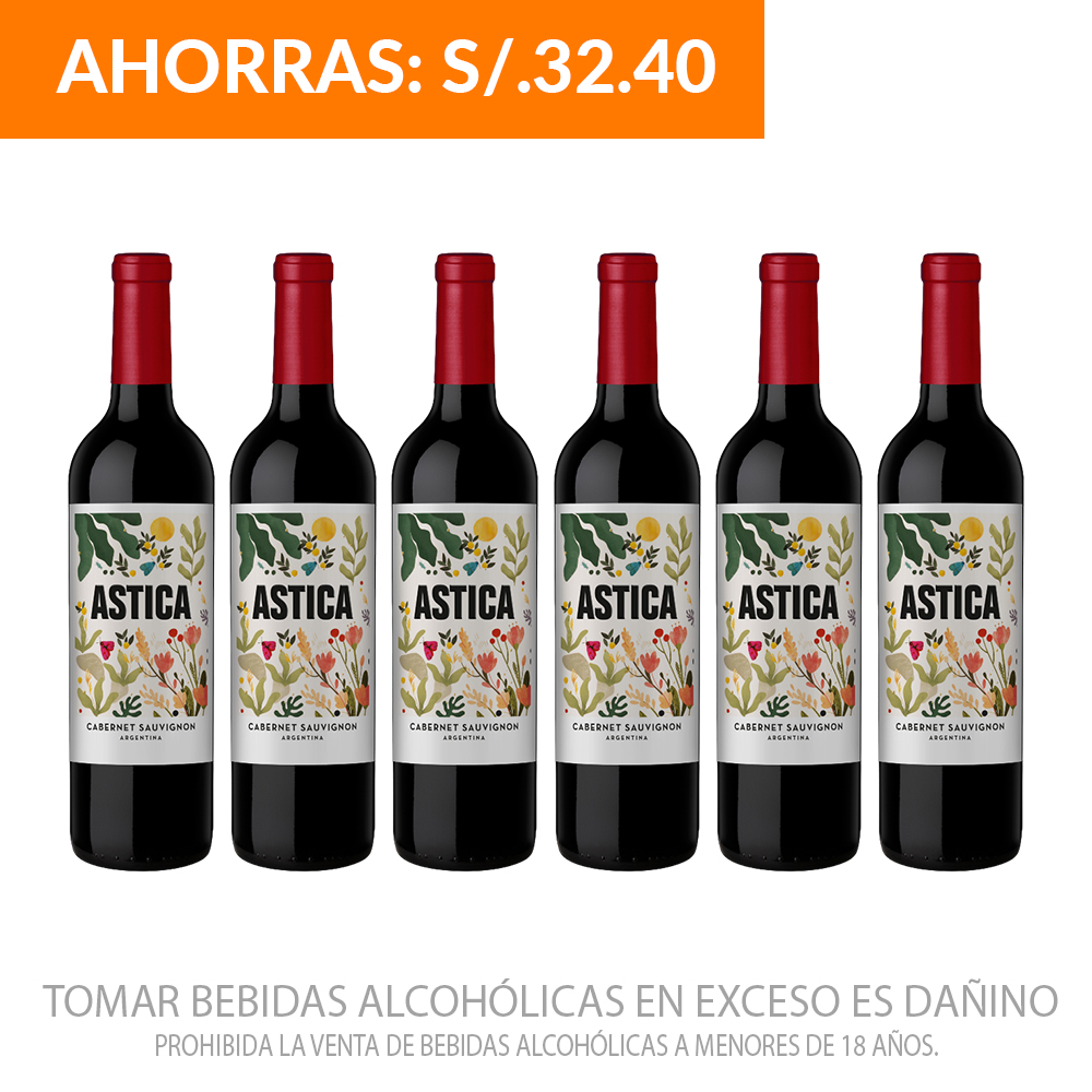 Pack Vino Tinto CS Trapiche Astica x6 bot