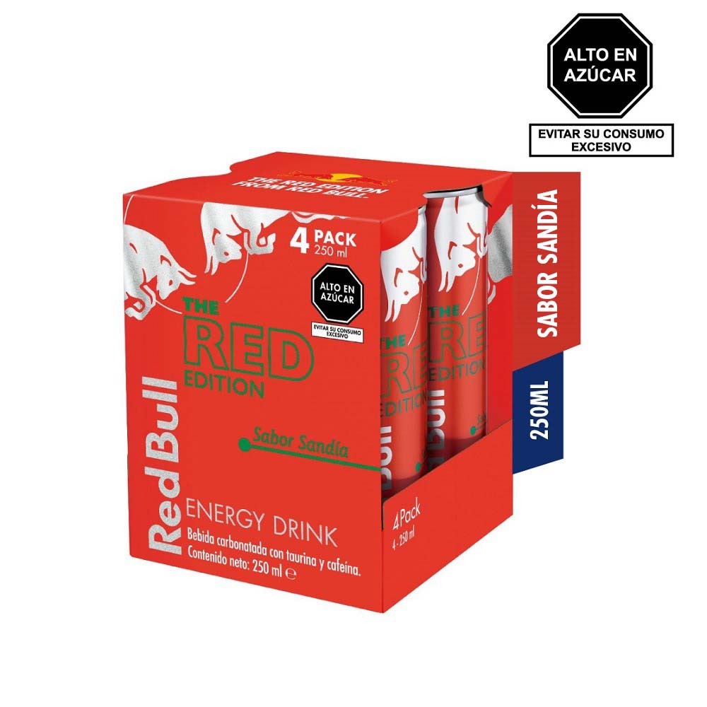 Bebida Energizante Red Bull Red Edition Sandia Pack X 04 Latas X 250 Ml C/U