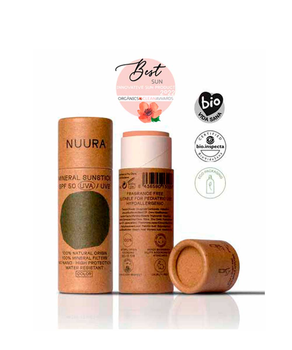 Stick Barra Protector Solar Color SPF50 ECO 14ml Nuura - Imagen 2