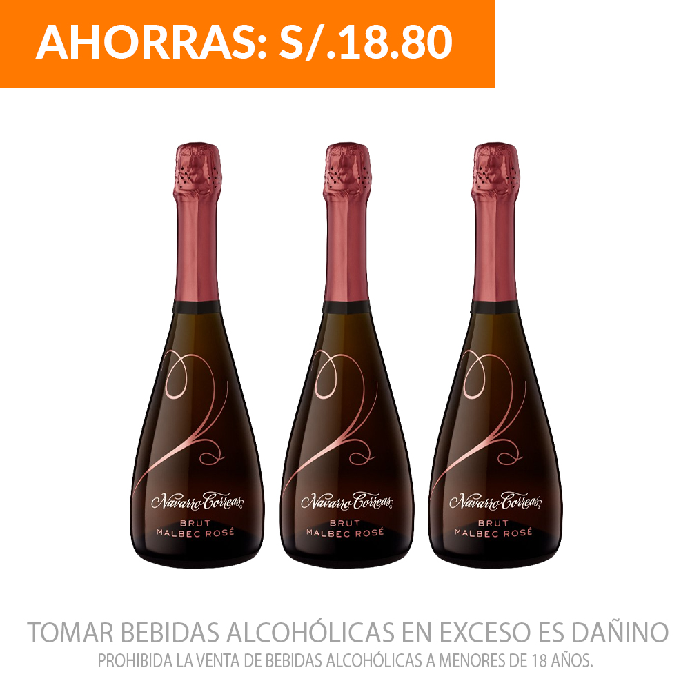 Pack Espumante Rose Navarro Correas Brut X3Bot